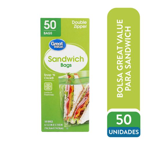 Bolsa Para Sandwich Great Value - 50 Unidades