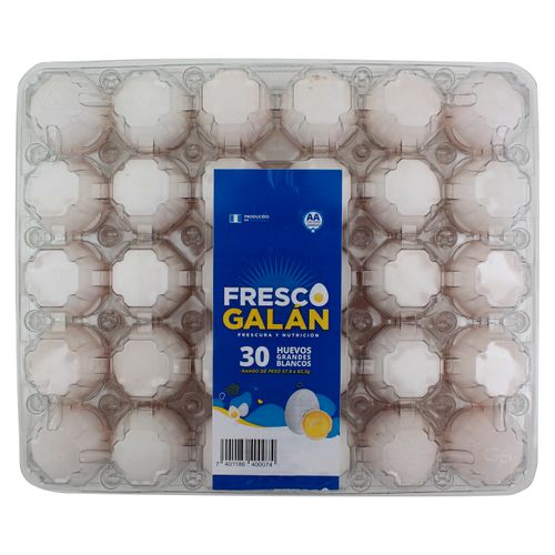 Huevo de Gallina Fresco Galan Blanco Grande - 30 Unidades