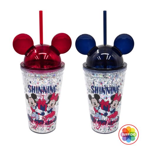 Vaso Disney, con tapa y pajilla -470ml