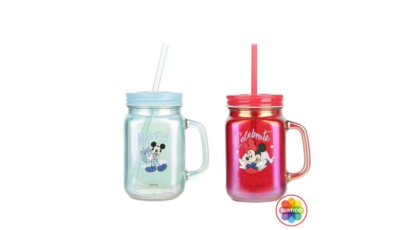 BLUEPOLAR Paquete de 2 vasos de vidrio para agua de 13 oz/13.5 fl oz, tazas  de café de vidrio con tapas y pajitas, tazas de té helado, tazas de vidrio