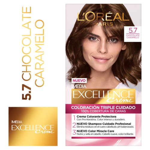 Tinte L'Oréal excellence creme tono 5.7 chocolate caramelo - 169 g