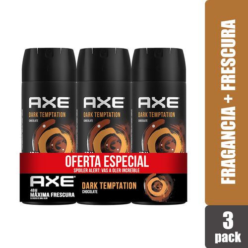 3 Pack Desodorante Axe Dark Temptation Aerosol - 450ml
