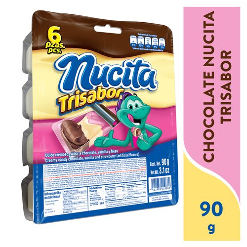 Chocolate Nucita Trisabor Vainilla y Fresa - 90 g