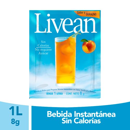 Bebida  En Polvo Instantánea Marca  Livean Sabor Durazno Light -  8g