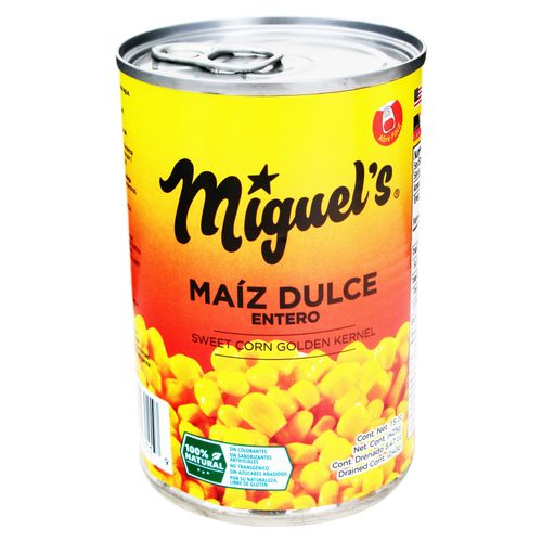 Maíz Miguel's Dulce Entero Grano Dorado - 425 g