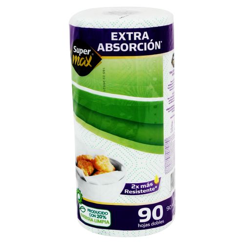 Toalla De Papel Para Cocina Tipo Mayordomo Marca Supermax Premium 90H - 1 Rollo