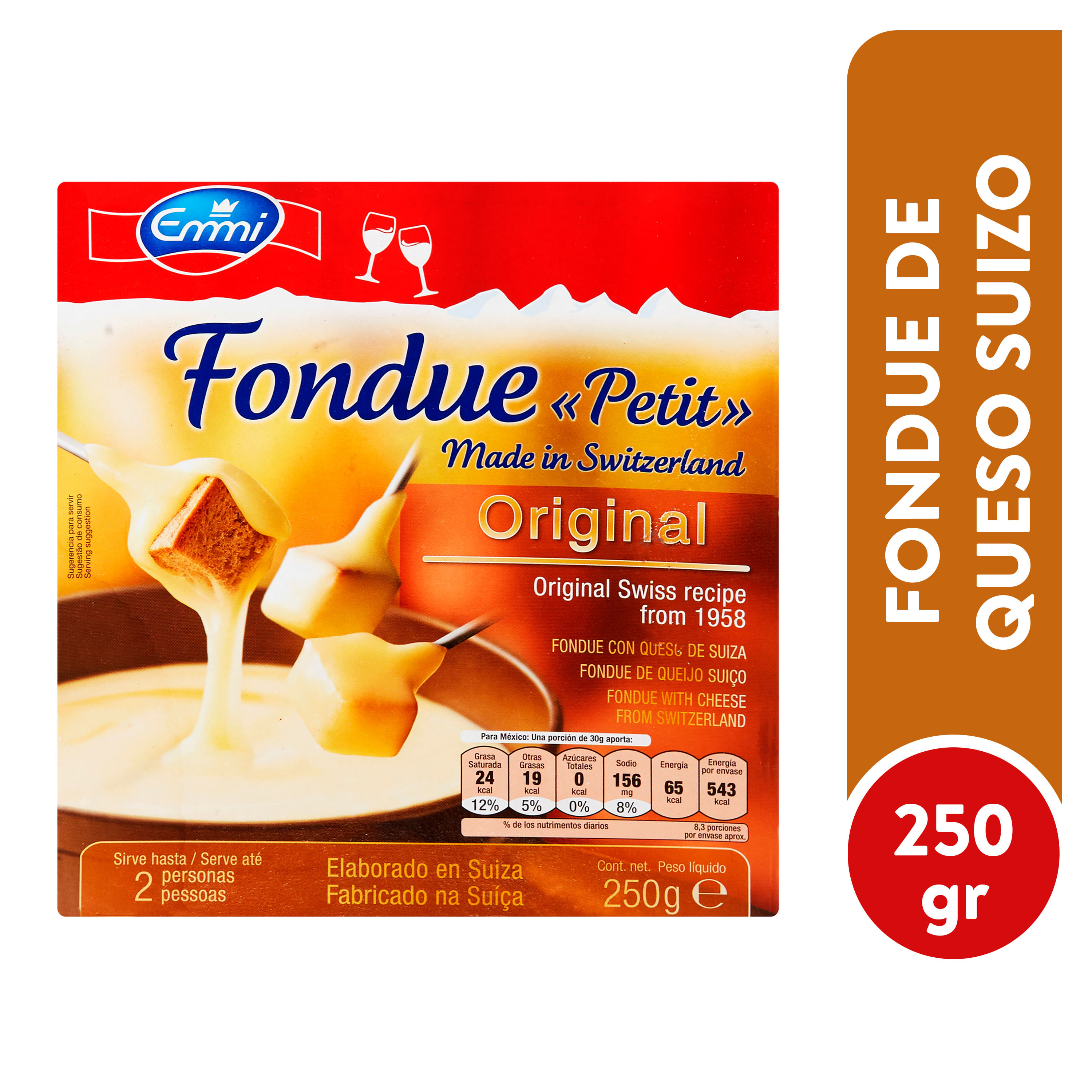 Juego de queso suizo de fondue en caja de regalo, incluye nuestra receta de  fondue de chefs, doblando los distintos sabores de tres quesos clásicos de