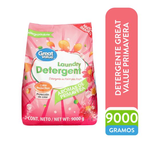 Detergente En Polvo Marca Great Value Aroma Primavera -9000 g