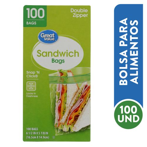 Bolsa Great Value Alimento Sandwich - 100unidades