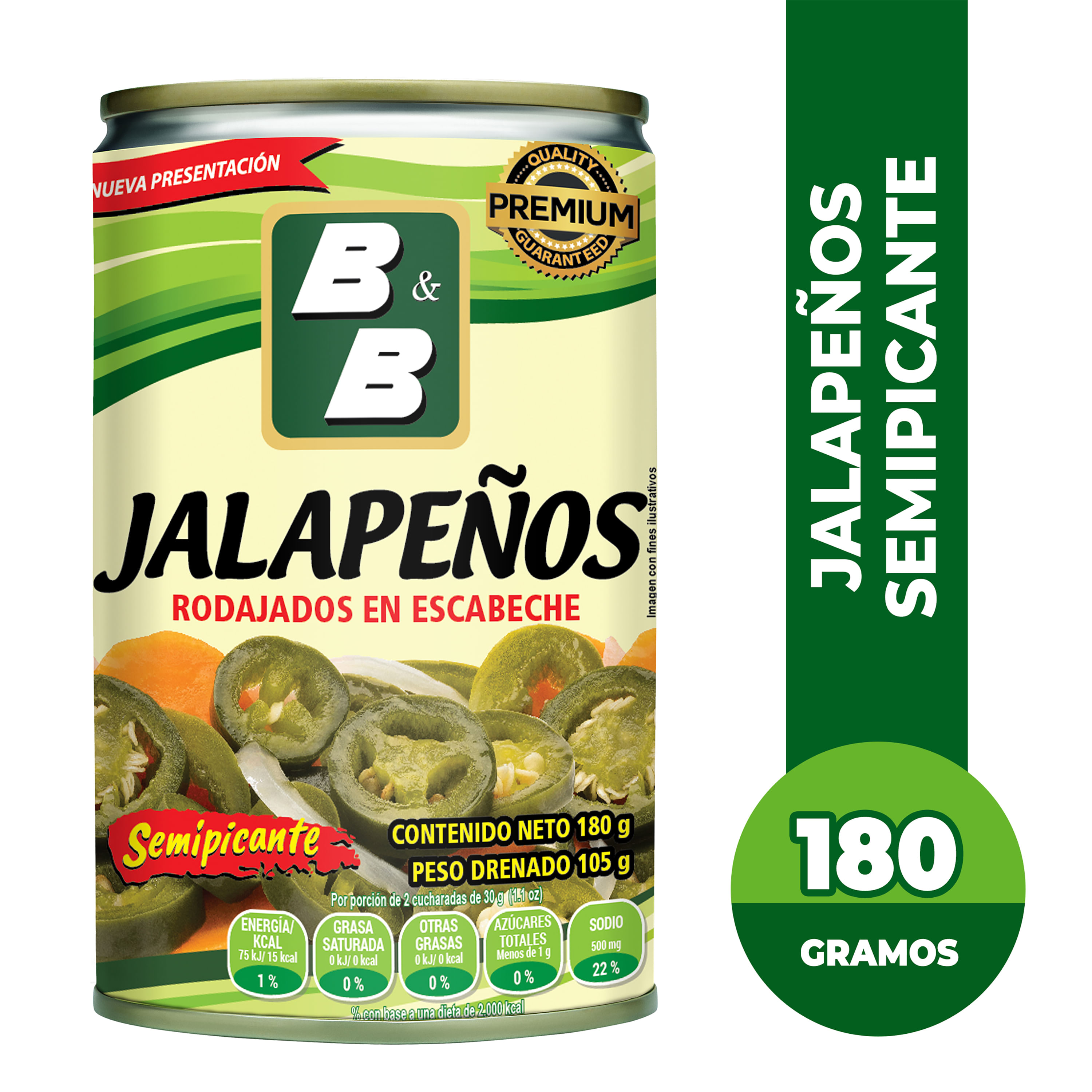 Comprar Chile Jalapeño B&B Rodajado Semipicante En Escabeche - 180g ...