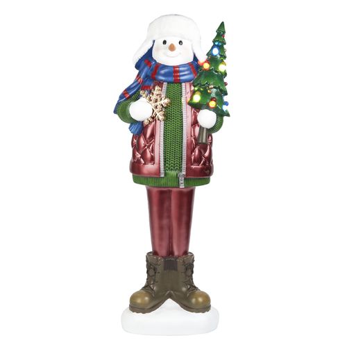 Adorno cerámico Holiday Time, Iluminado con diseño de muñeco de nieve -40 pulgadas