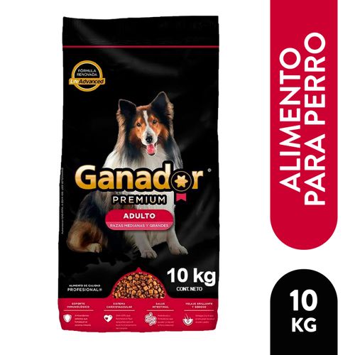 Alimento seco Ganador premium para perro adulto raza mediana y grande - 10 kg