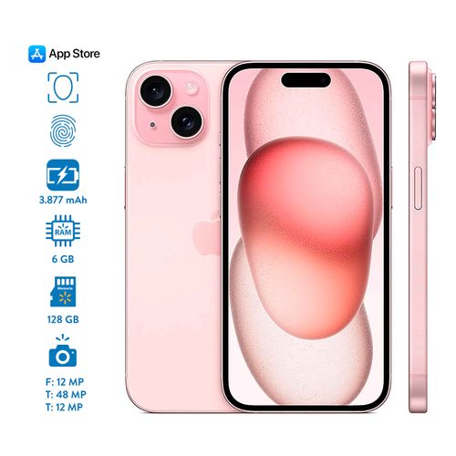 Celular Apple Iphone 15 con 6 GB RAM 128 GB almacenamiento