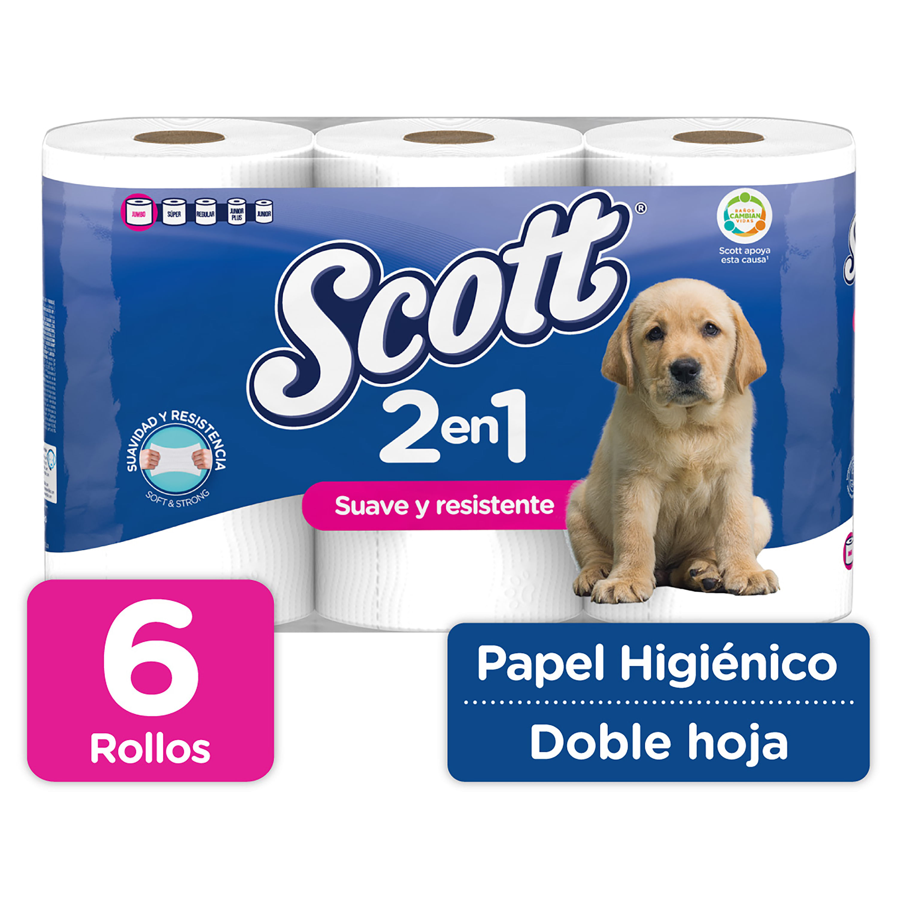  Scottex Scottex Clean - Papel higiénico gigante original, 12  rollos largos de 500 lágrimas, 4.41 oz : Salud y Hogar