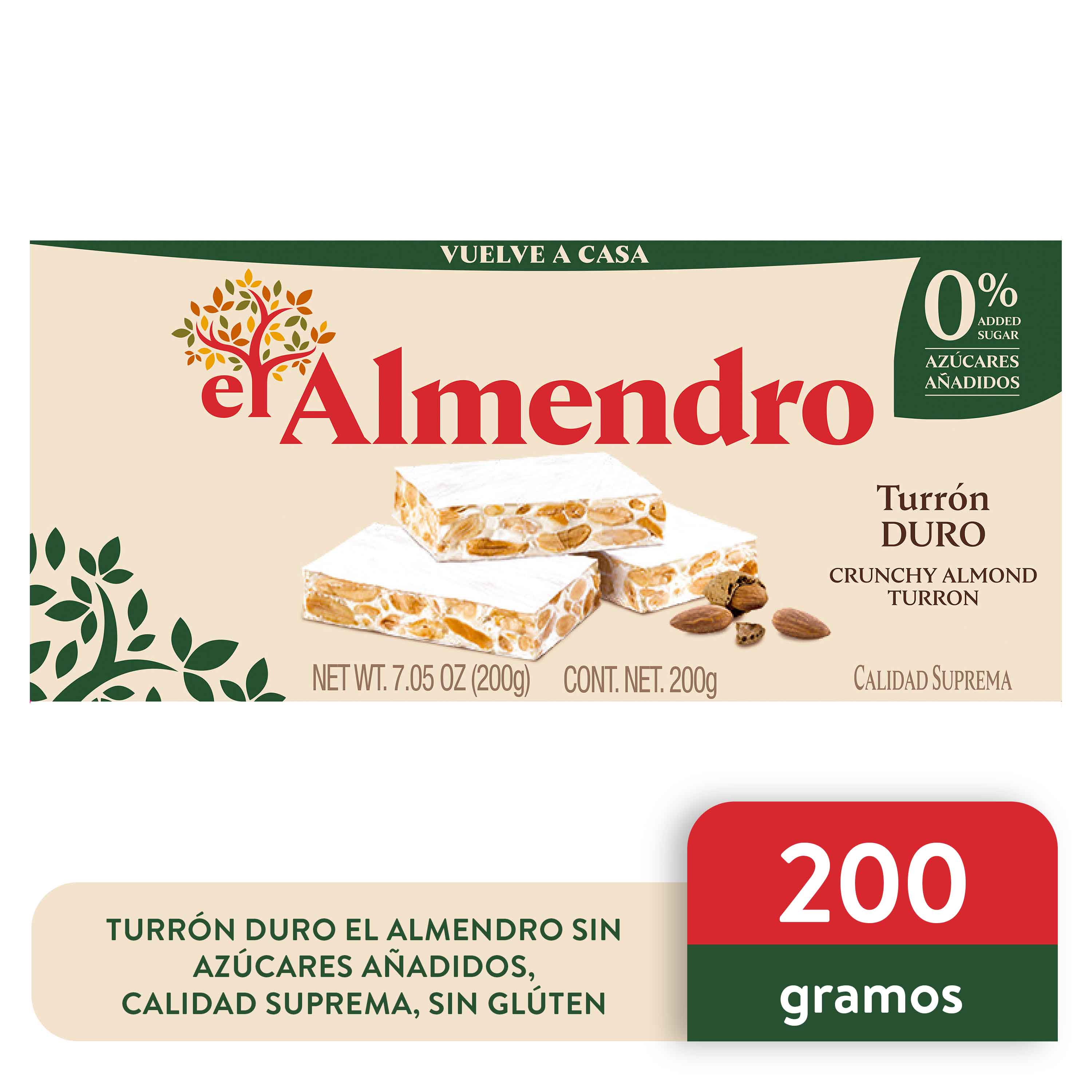 Comprar Turrón Duro El Almendro Sin Azúcares Añadidos, Calidad Suprema ...