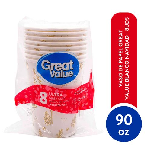 Vasos desechables Great Value 16 oz bicolor 100 pzas