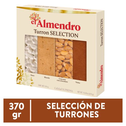 Selección De Turrones El Almendro, Turrón Crocanti Con Chocolate, Turrón Duro, Turrón Blando, Turrón Yema Tostada, Calidad Suprema - 370g