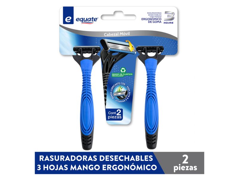 Rasuradoras-Desechables-Equate-3-Hojas-Mango-Ergon-mico-De-Goma-2Pzas-1-55669