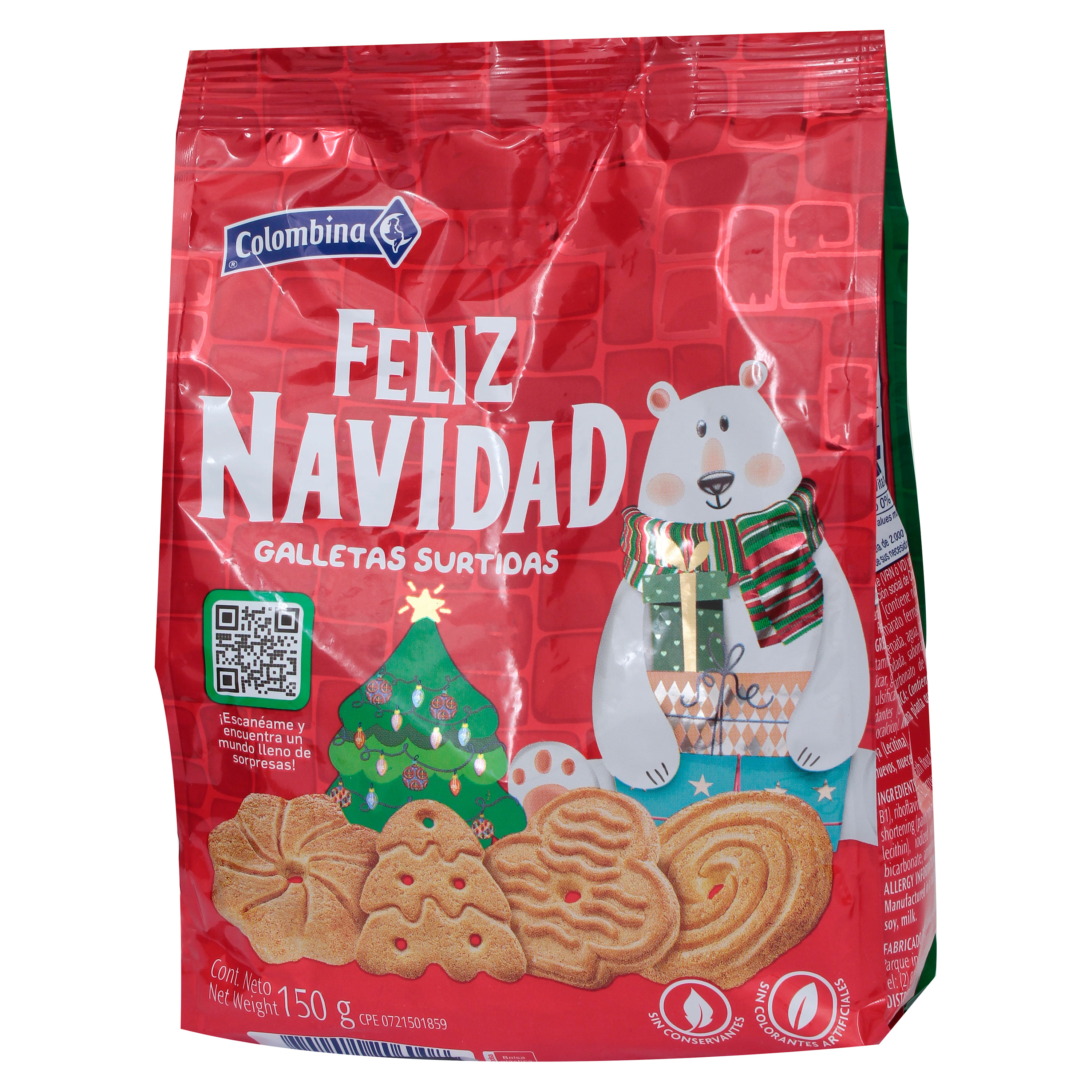 Galletas Feliz Navidad Bolsa x 200gr – Caja x 12 Unid - Multidulces