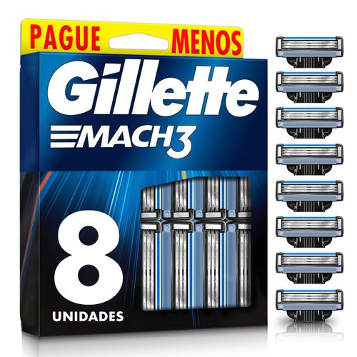 Repuestos de Afeitar Gillette Mach3 con Hojas más Afiladas, 8 Unidades