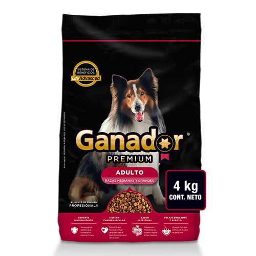 Alimento Ganador Premium Para Perros Adultos Razas Grandes - 4000 g