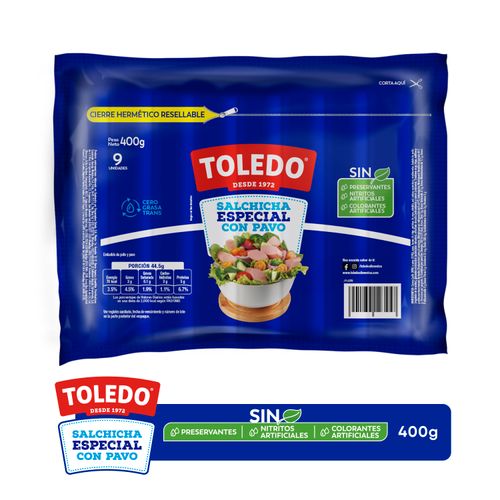 Salchicha con pavo Toledo, sin preservantes -400g