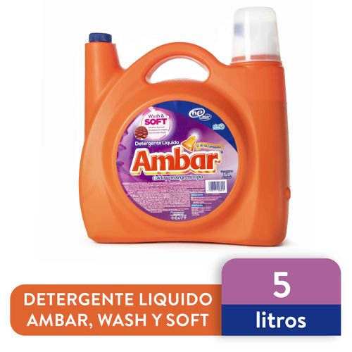 Detergente Liquido Ambar, Wash y Soft -5L
