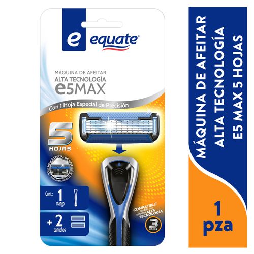 Rasuradora De Alta Tecnologia E5 Max Cinco Hojas, Marca Equate Mango + 2 Cartuchos