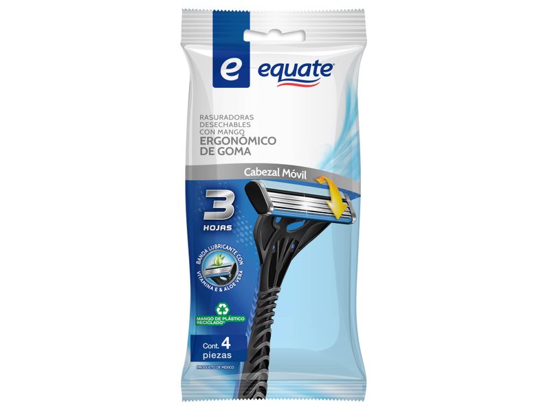 Rasuradoras-Desechables-Equate-3-Hojas-Mango-Ergon-mico-De-Goma-4Pzas-2-56209