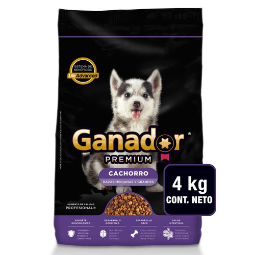 Alimento Seco Ganador Premium Para Perro Cachorro, Razas Medianas Y Grandes - 4kg