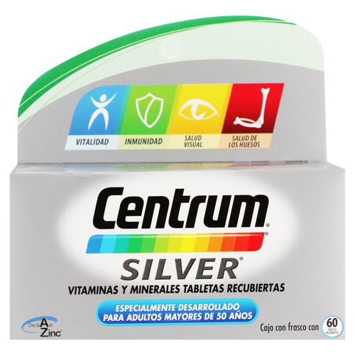 Multivitamínico Centrum Silver, Para Adultos Mayores De 50 Años, Caja 60 Tabletas