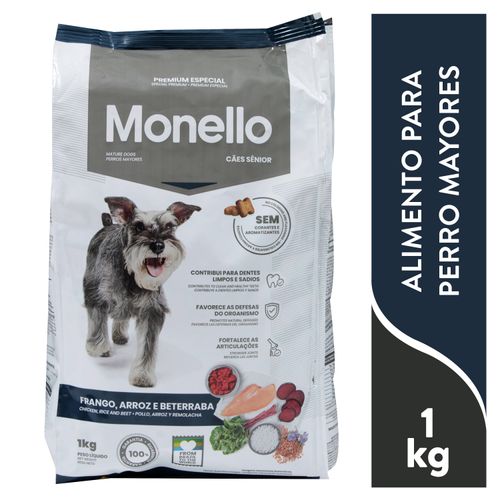 Alimento Para Perro Monello Senior +7 Años, Con Pollo Arroz Y Remolacha - 1kg