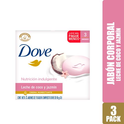 Jabón Barra Dove Leche De Coco 3 Pack -  90g