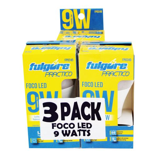 3Pk Foco Led Fulgore Luz De Dia 9 Watts