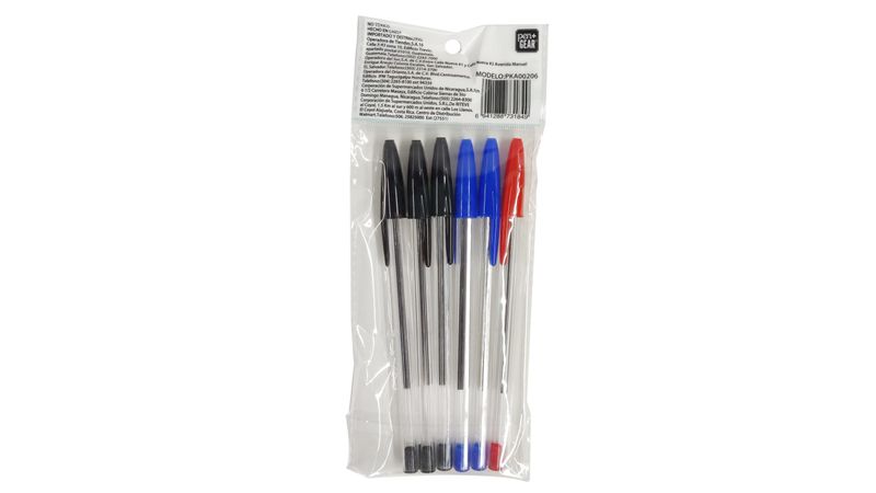 Bolígrafos Retráctiles Pen+Gear 3 Piezas Colores Básicos Negro, Azul y Rojo