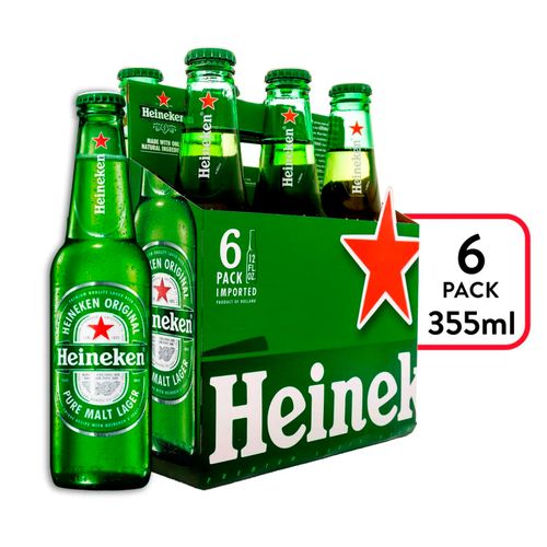 6 Pack Cerveza Heineken Botella -355ml