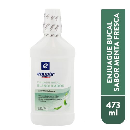 Enjuague Bucal Marca Equate Glowing White Rinse Menta - 473Ml