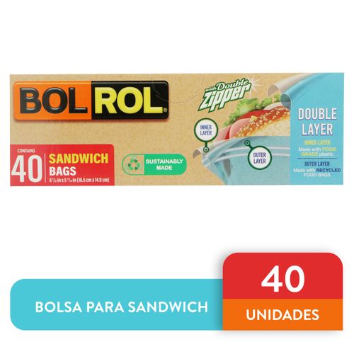 Bolsa Para Cocina Bolrol, Sandwich Zipper Eco - 40 Unidades