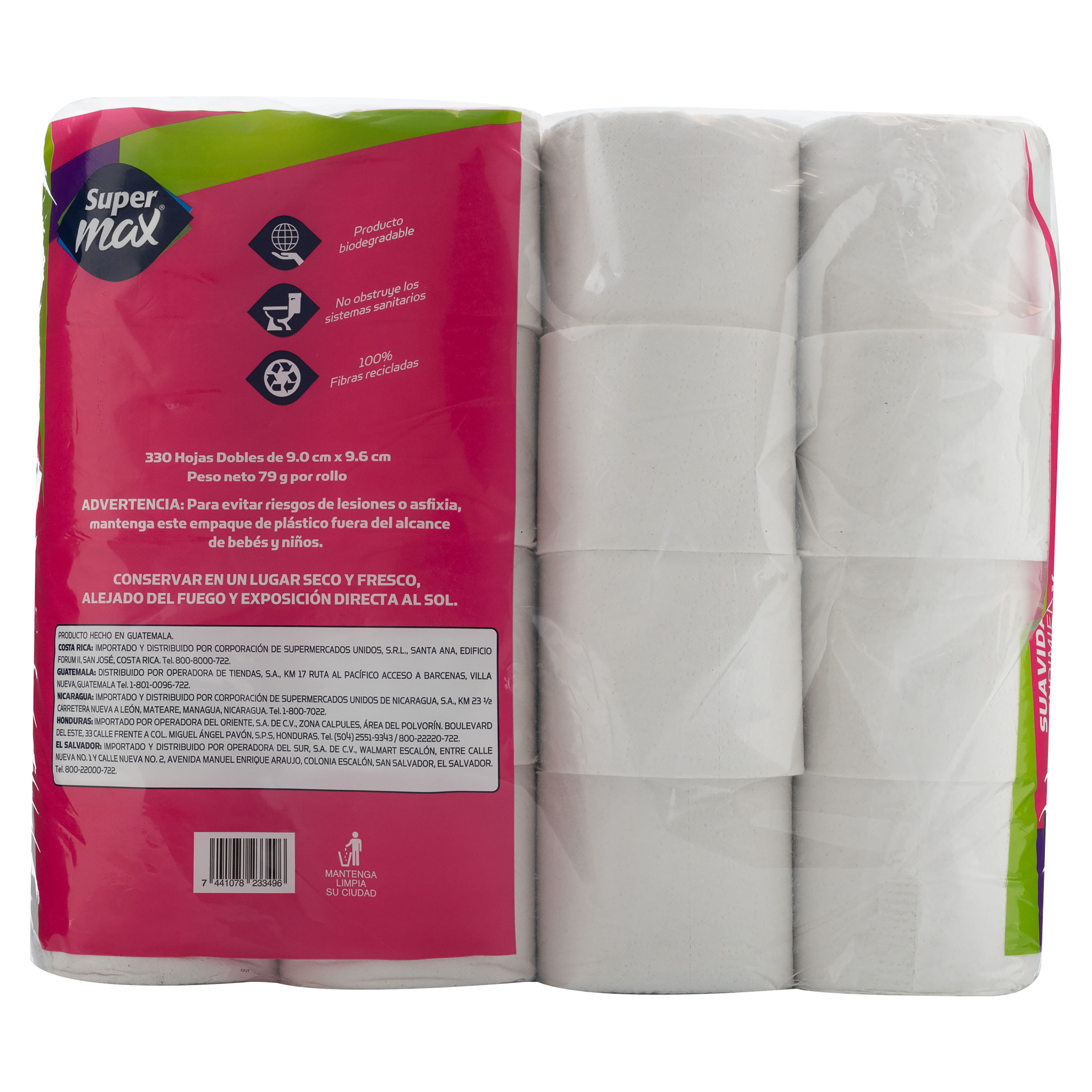 Comprar Papel Higiénico Marca Supermax 330 Hojas Dobles 32 Rollos