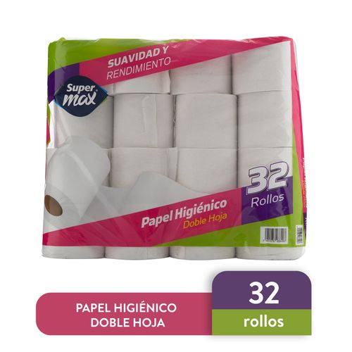 Papel Higiénico Marca Supermax 330 Hojas Dobles - 32 Rollos