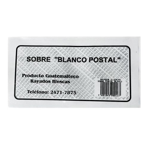 Sobre postal Illescas color blanco - 50 Uds