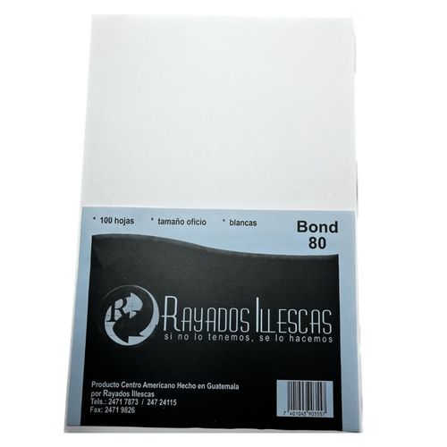 Hojas Illescas tamaño oficio de papel bond - 80 g