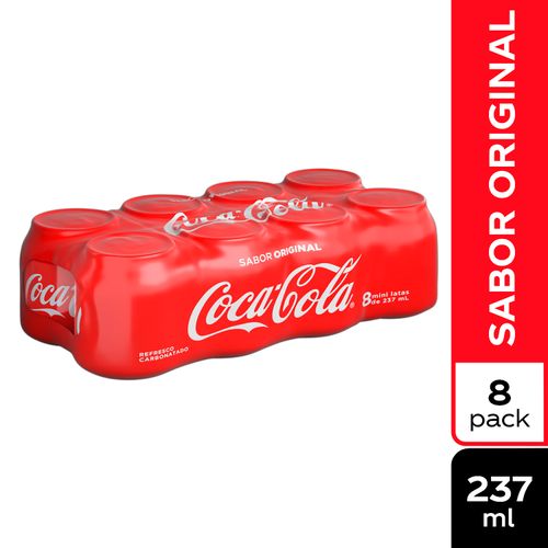 Gaseosa Coca Cola regular mini lata 8pack - 1.896 L