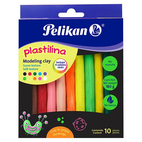 Plastilina Pelikan neón 10 colores - 180 g