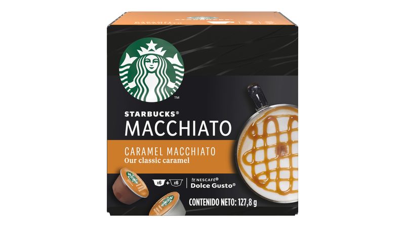 Caramel Macchiato café 100% arábica con sabor a caramelo estuche 12  cápsulas compatibles con cafeteras Dolce Gusto · STARBUCKS · Supermercado  El Corte Inglés El Corte Inglés