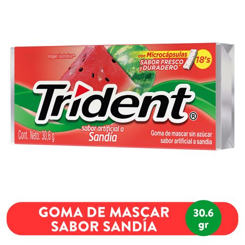 Chicle Trident Sin Azúcar Sabor Sandía 18 Uds - 30.6g