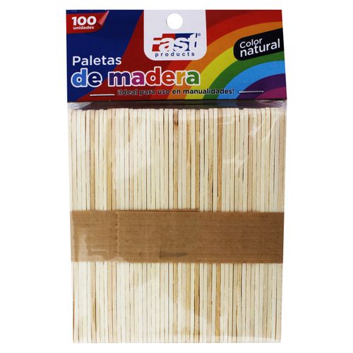 Paletas Fast de madera color natural delgadas - 100 Uds