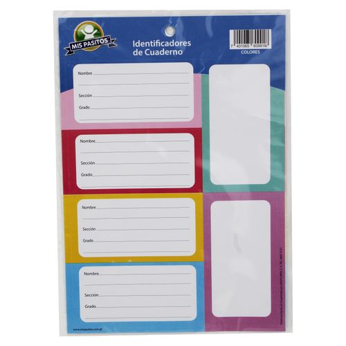 Identificador Mis Pasitos para cuadernos y libros