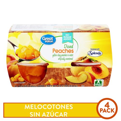 Melocotones Great Value Sin Azucar 4 Pack -431g