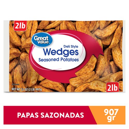Papas Great Value Wedges Sazonadas - 907 g